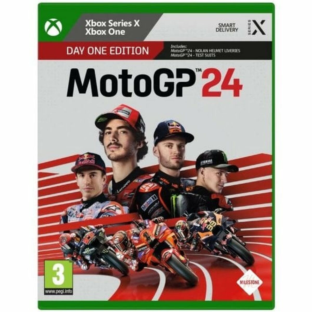 Osta tuote Xbox One / Series X videopeli Milestone MotoGP 24 Day One verkkokaupastamme Korhone: Tietokoneet & Elektroniikka 20% alennuksella koodilla VIIKONLOPPU